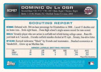 2009 Bowman - Chrome Prospects #BCP87 Dominic De La Osa Back
