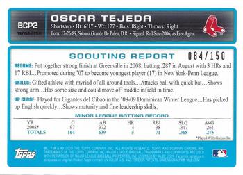 2009 Bowman - Chrome Prospects Blue Refractors #BCP2 Oscar Tejeda Back