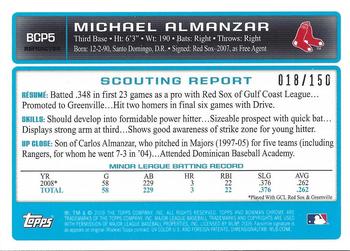 2009 Bowman - Chrome Prospects Blue Refractors #BCP5 Michael Almanzar Back