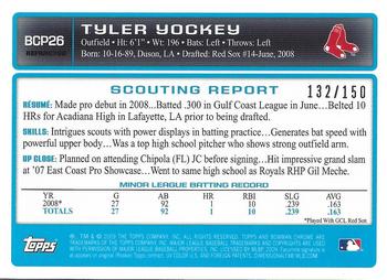 2009 Bowman - Chrome Prospects Blue Refractors #BCP26 Tyler Yockey Back