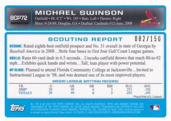 2009 Bowman - Chrome Prospects Blue Refractors #BCP72 Michael Swinson Back