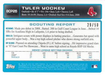 2009 Bowman - Chrome Prospects Gold Refractors #BCP26 Tyler Yockey Back