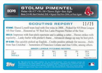 2009 Bowman - Chrome Prospects Orange Refractors #BCP6 Stolmy Pimentel Back