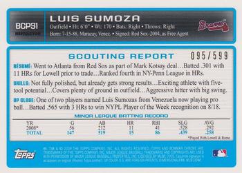 2009 Bowman - Chrome Prospects Refractors #BCP31 Luis Sumoza Back