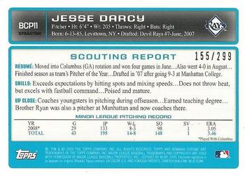 2009 Bowman - Chrome Prospects X-Fractors #BCP11 Jesse Darcy Back