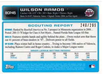 2009 Bowman - Chrome Prospects X-Fractors #BCP45 Wilson Ramos Back