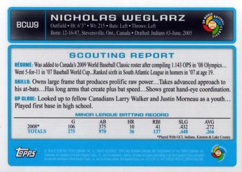 2009 Bowman - Chrome WBC Prospects #BCW9 Nick Weglarz Back
