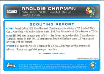 2009 Bowman - Chrome WBC Prospects #BCW12 Aroldis Chapman Back