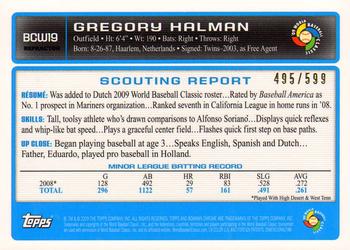 2009 Bowman - Chrome WBC Prospects Refractors #BCW19 Gregory Halman Back
