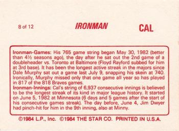 1988 Star Cal Ripken Jr. #8 Cal Ripken Jr. Back