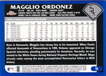 2003 Topps Chrome #5 Magglio Ordonez Back