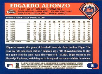 2003 Topps Chrome #8 Edgardo Alfonzo Back