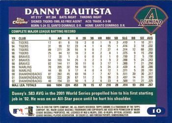 2003 Topps Chrome #10 Danny Bautista Back
