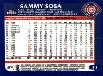 2003 Topps Chrome #11 Sammy Sosa Back