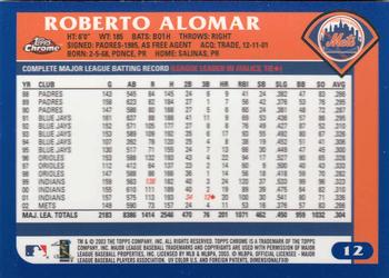 2003 Topps Chrome #12 Roberto Alomar Back