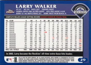 2003 Topps Chrome #29 Larry Walker Back