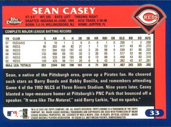 2003 Topps Chrome #33 Sean Casey Back