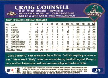 2003 Topps Chrome #34 Craig Counsell Back