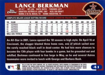 2003 Topps Chrome #41 Lance Berkman Back