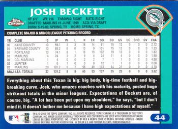 2003 Topps Chrome #44 Josh Beckett Back