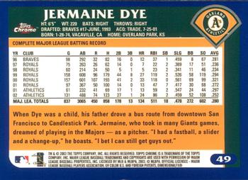 2003 Topps Chrome #49 Jermaine Dye Back