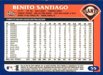 2003 Topps Chrome #55 Benito Santiago Back