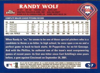 2003 Topps Chrome #57 Randy Wolf Back