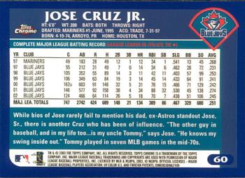 2003 Topps Chrome #60 Jose Cruz Jr. Back