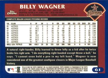 2003 Topps Chrome #61 Billy Wagner Back
