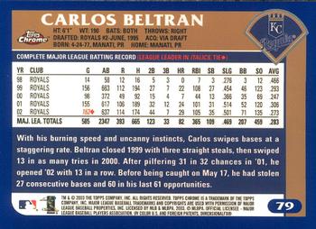 2003 Topps Chrome #79 Carlos Beltran Back