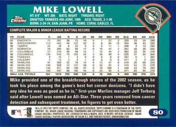 2003 Topps Chrome #80 Mike Lowell Back