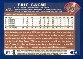 2003 Topps Chrome #86 Eric Gagne Back
