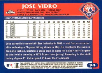 2003 Topps Chrome #94 Jose Vidro Back