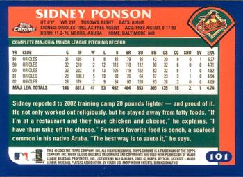2003 Topps Chrome #101 Sidney Ponson Back