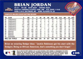2003 Topps Chrome #108 Brian Jordan Back