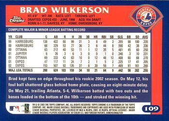 2003 Topps Chrome #109 Brad Wilkerson Back