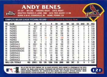 2003 Topps Chrome #121 Andy Benes Back