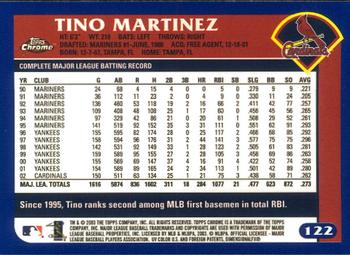 2003 Topps Chrome #122 Tino Martinez Back