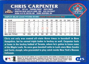 2003 Topps Chrome #125 Chris Carpenter Back