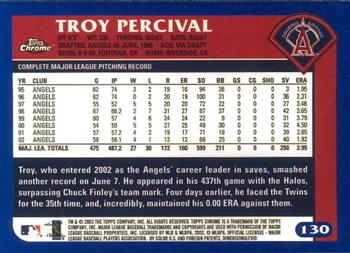 2003 Topps Chrome #130 Troy Percival Back