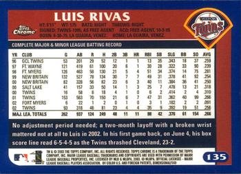 2003 Topps Chrome #135 Luis Rivas Back