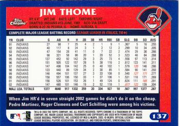 2003 Topps Chrome #137 Jim Thome Back