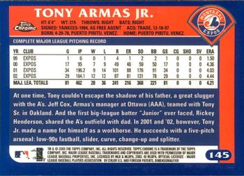 2003 Topps Chrome #145 Tony Armas Jr. Back