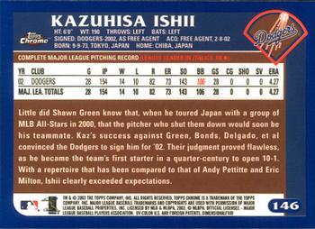2003 Topps Chrome #146 Kazuhisa Ishii Back