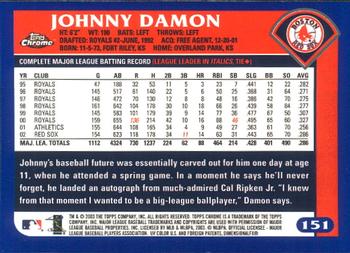 2003 Topps Chrome #151 Johnny Damon Back