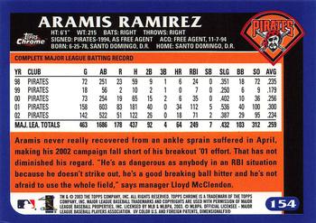 2003 Topps Chrome #154 Aramis Ramirez Back