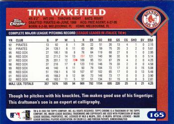 2003 Topps Chrome #165 Tim Wakefield Back