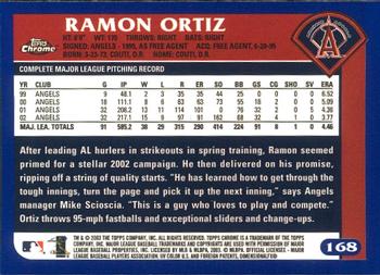 2003 Topps Chrome #168 Ramon Ortiz Back