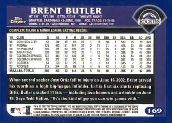 2003 Topps Chrome #169 Brent Butler Back