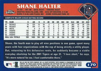 2003 Topps Chrome #170 Shane Halter Back